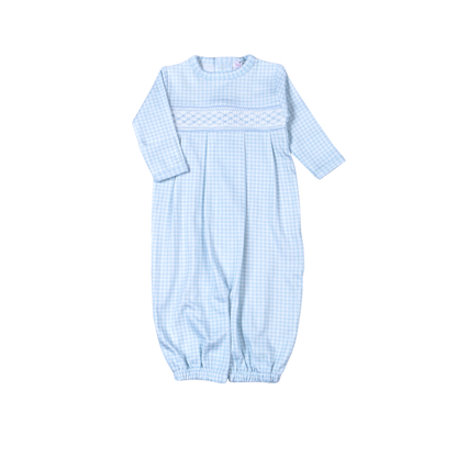 BGG-111 Blue gingham clsssic Pima Hand Smocked Converter