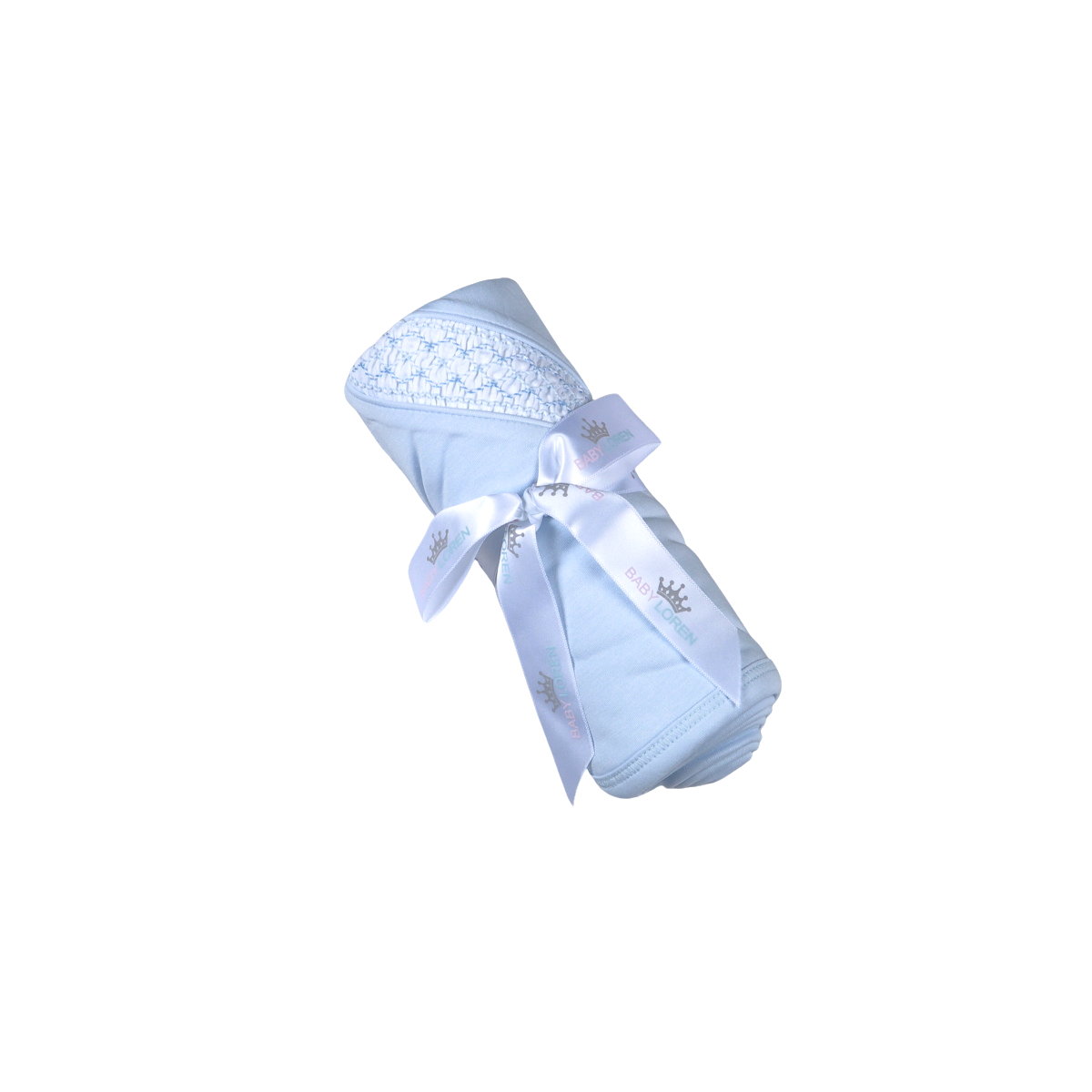 BBB-116 Blue   Pima Hand Smocked Blanket
