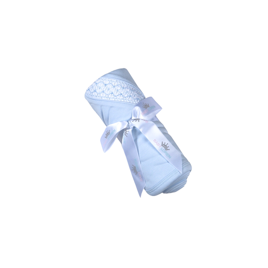 BBB-116 Blue   Pima Hand Smocked Blanket