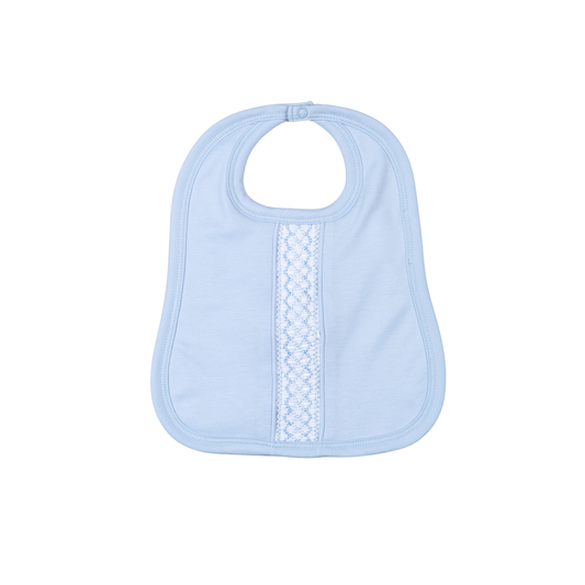 BBB-118 Blue   Pima Hand Smocked BIB