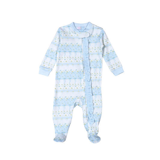 ALN-214 Alina Floral Pima Zipper Footie