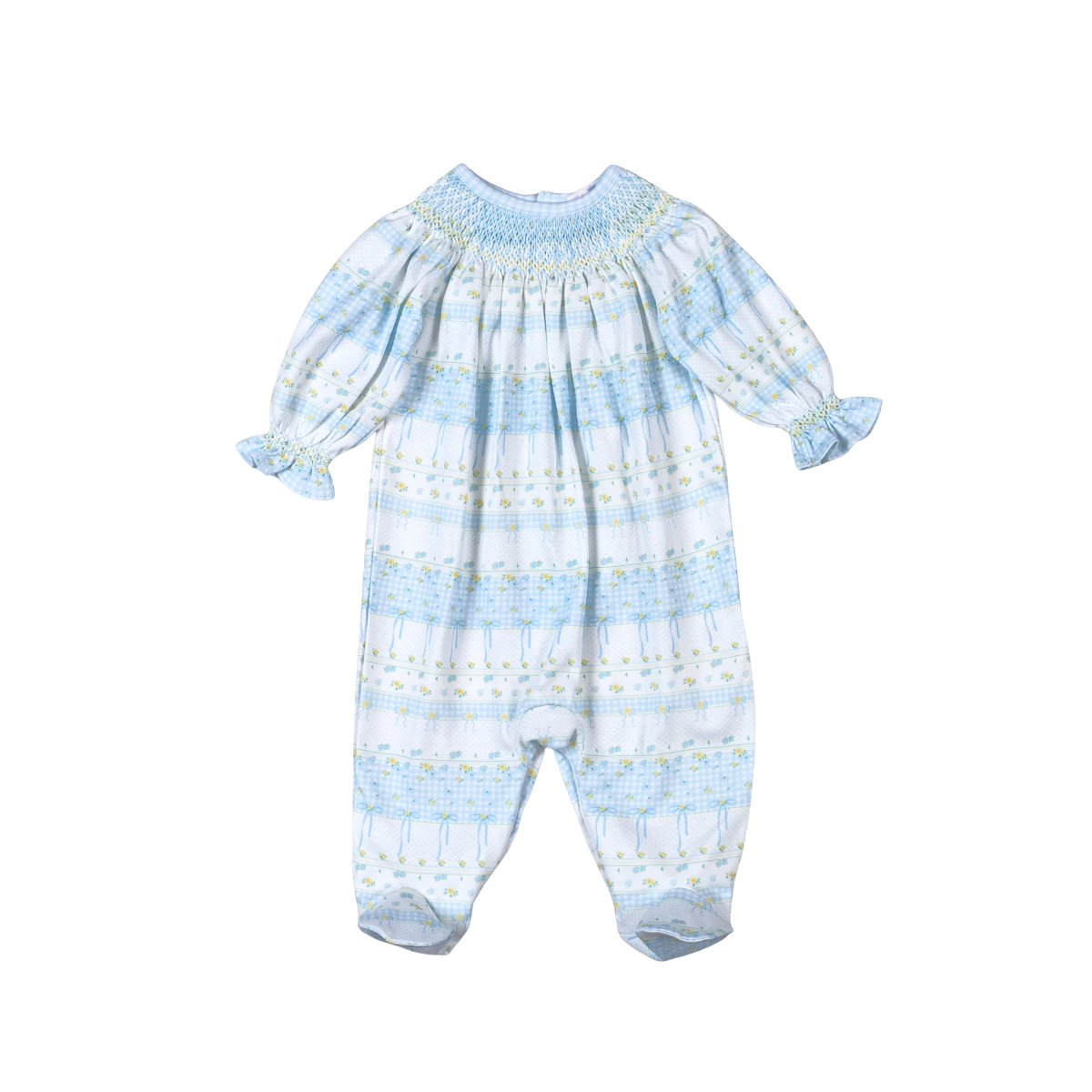 ALN-514 Alina Floral Hand Smock Bishop Footie
