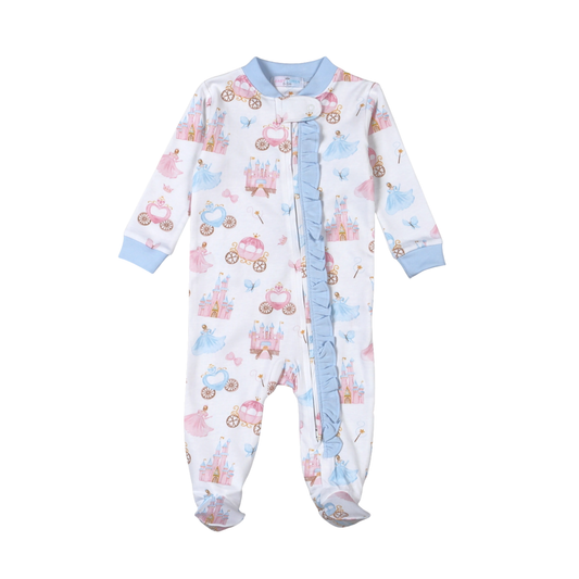 PCA-214 Princess and CastlesFloral Pima Zipper Footie