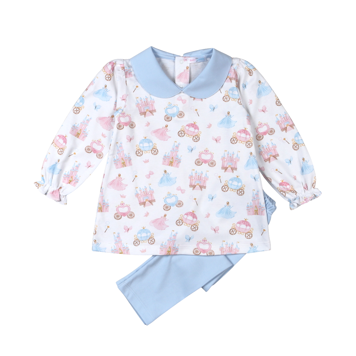 PCA-220 Princess and CastlesFloral Pima sPCAop collar top set