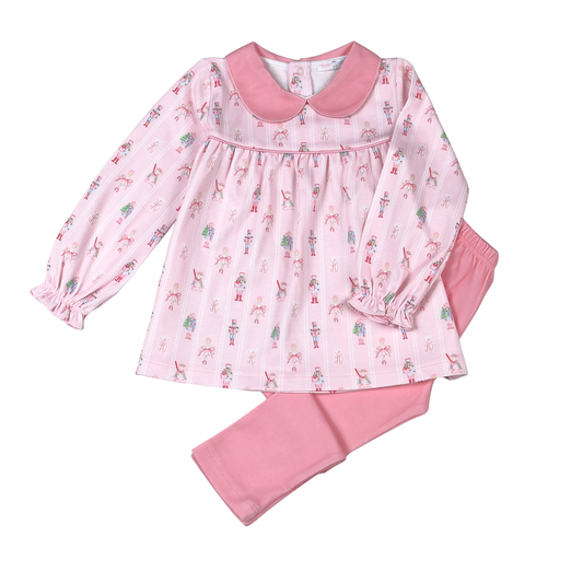 NTK-220 Pink Nutcracker Pima scalop collar top set