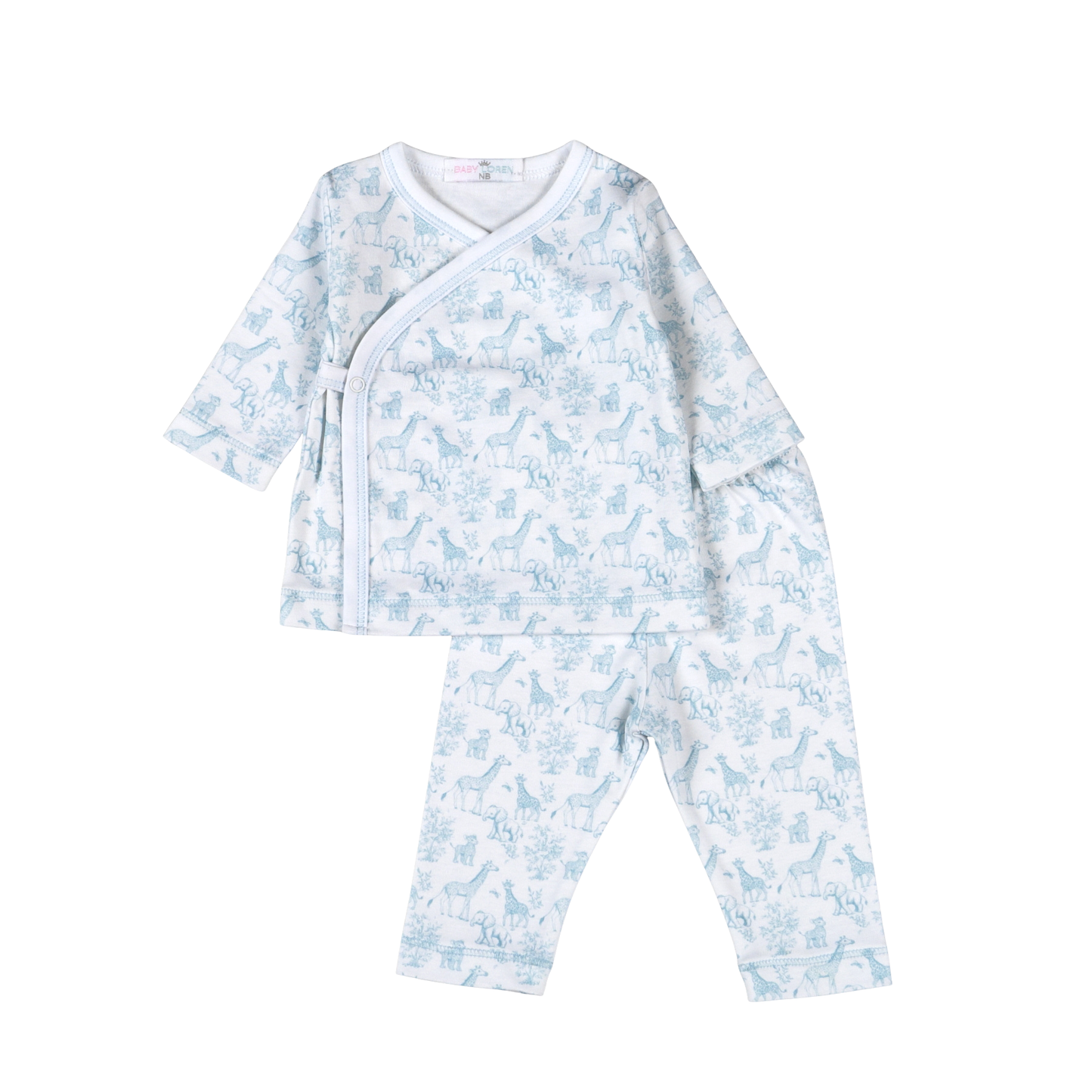 BSF-020 Blue Baby Safari Pima kimono pants set