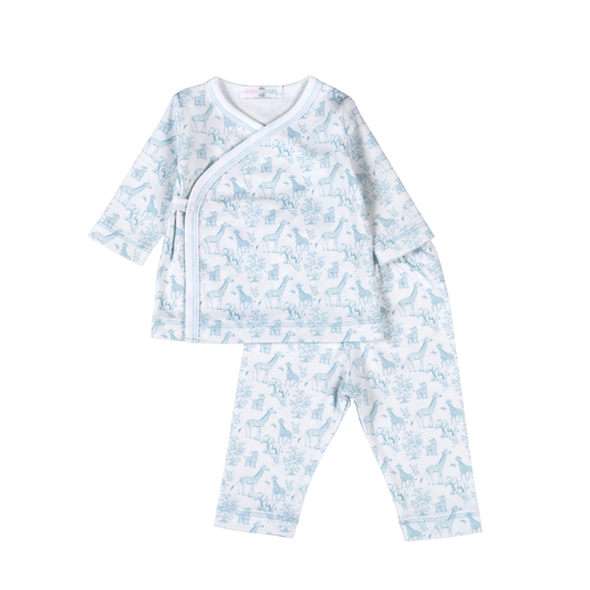 BSF-020 Blue Baby Safari Pima kimono pants set
