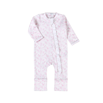BSF-114 Pink Baby Safari Pima Zipper Footie