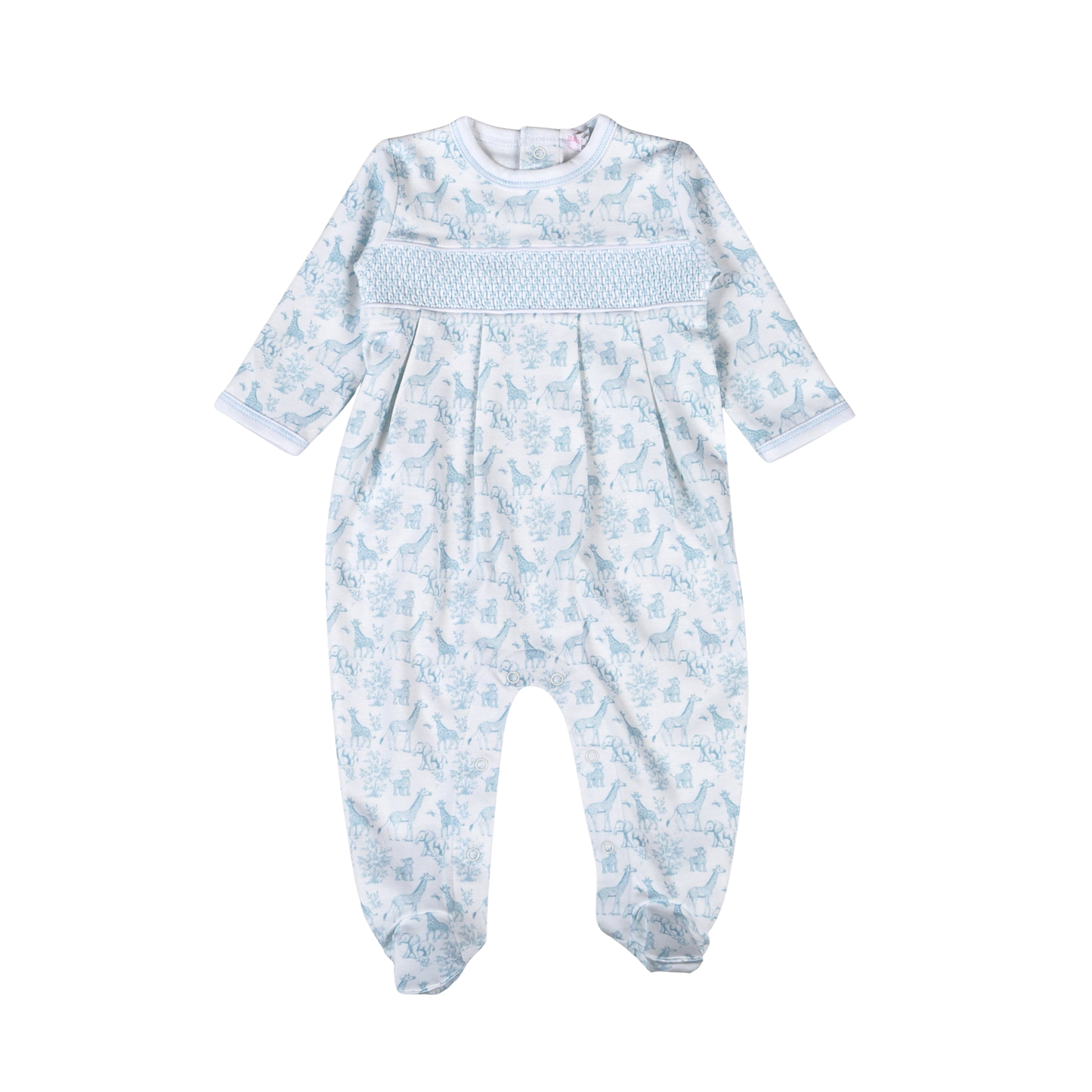 BSF-414 Blue Baby Safari Hand Smock  Footie