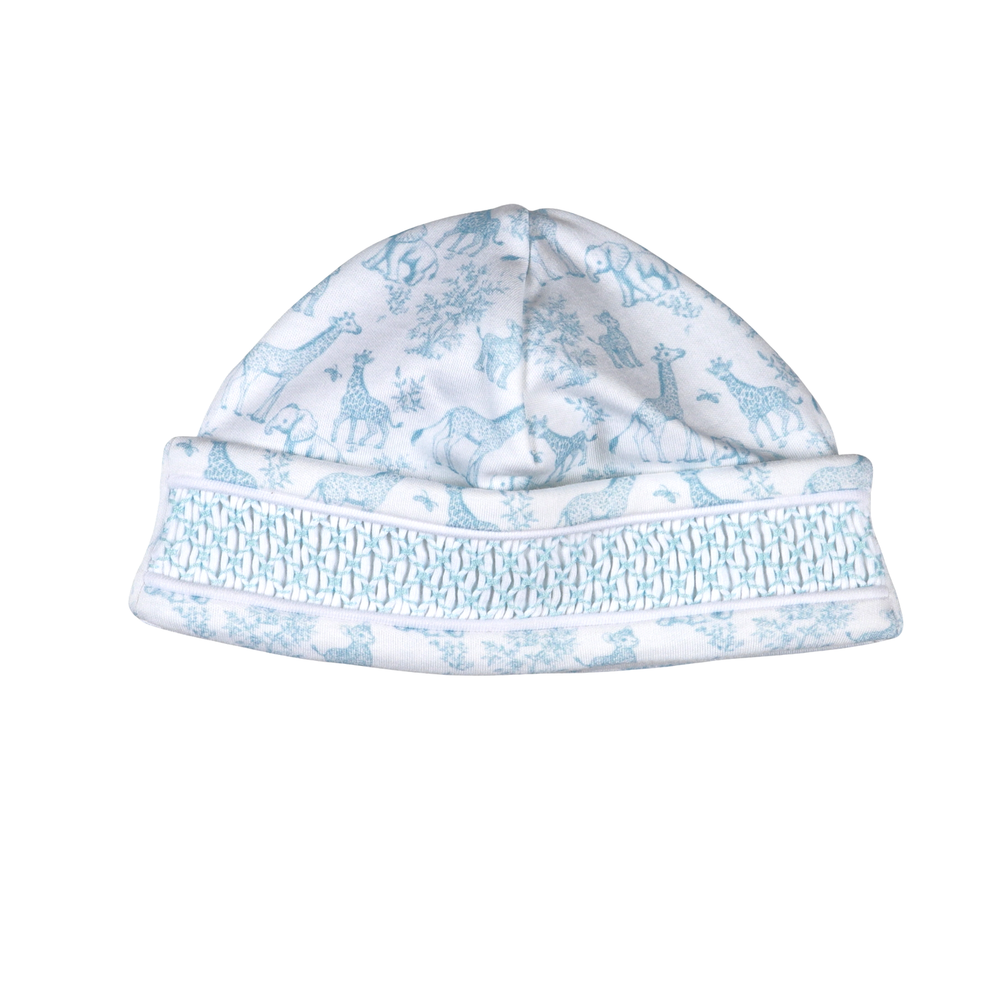 BSF-415 Blue Baby Safari Hand Smock Beanie