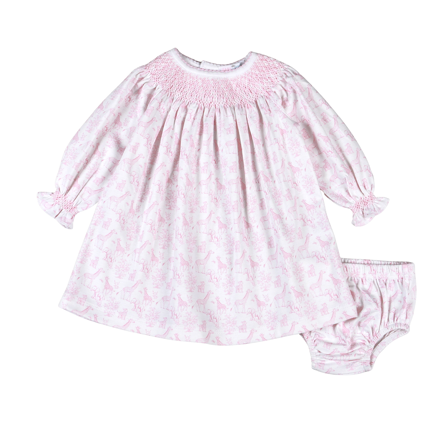 BSF-540 Pink Baby Safari Hand Smock Bishop Dress