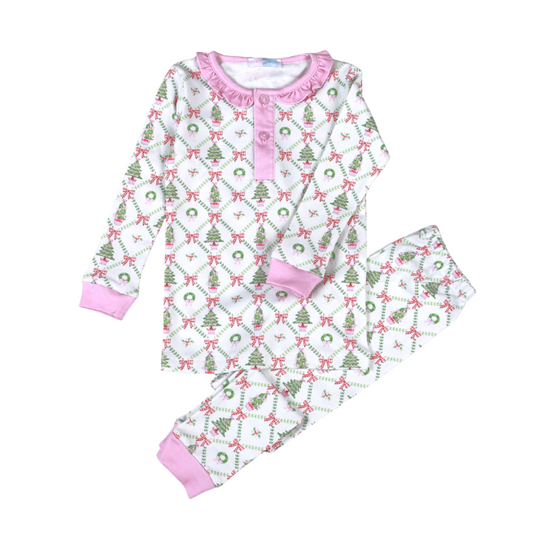 TRE-799 Christmas Trees Pima Two Pcs Loungewear