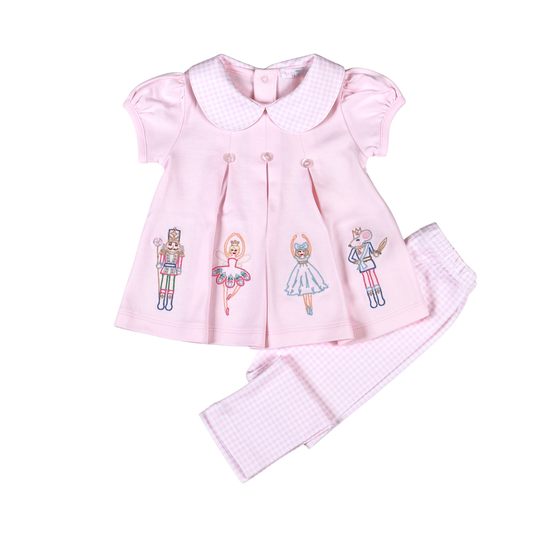 NTK-720 Pink Nutcracker Pima scalop collar top set