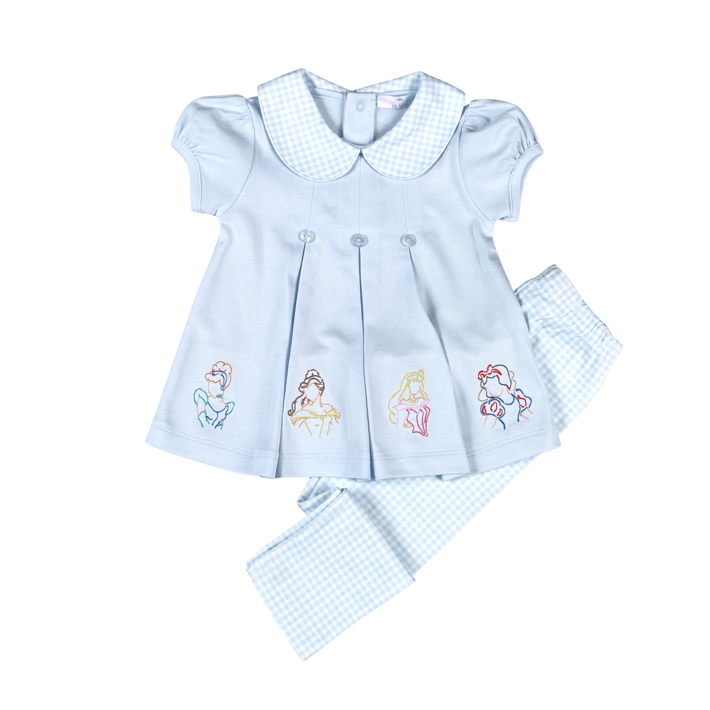 RCH-820 Blue Royal and Charm Pima scalop collar top set