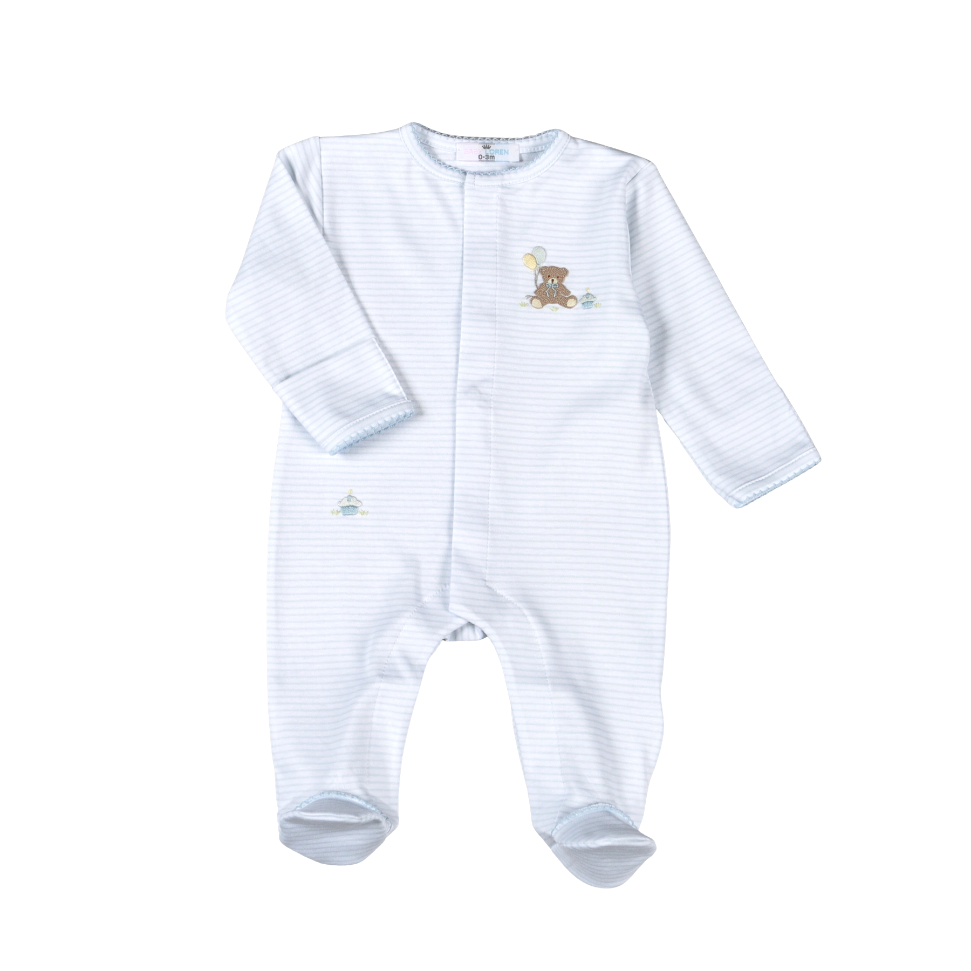 BBR-614 Blue Balloon Bear Pima Footie