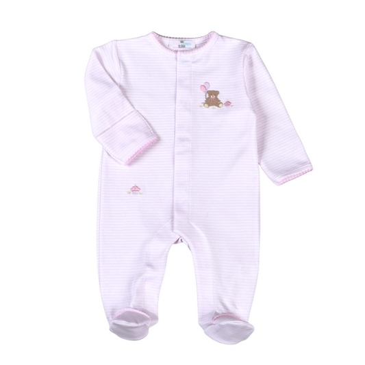 BBR-714 Pink Balloon Bear Pima Footie