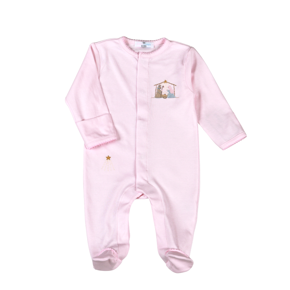 NTV-714 Pink Nativity Pima Footie