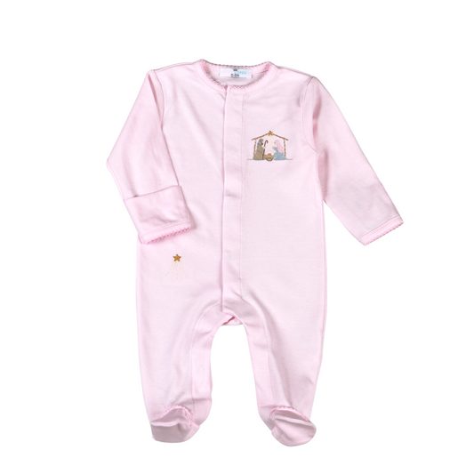 NTV-714 Pink Nativity Pima Footie