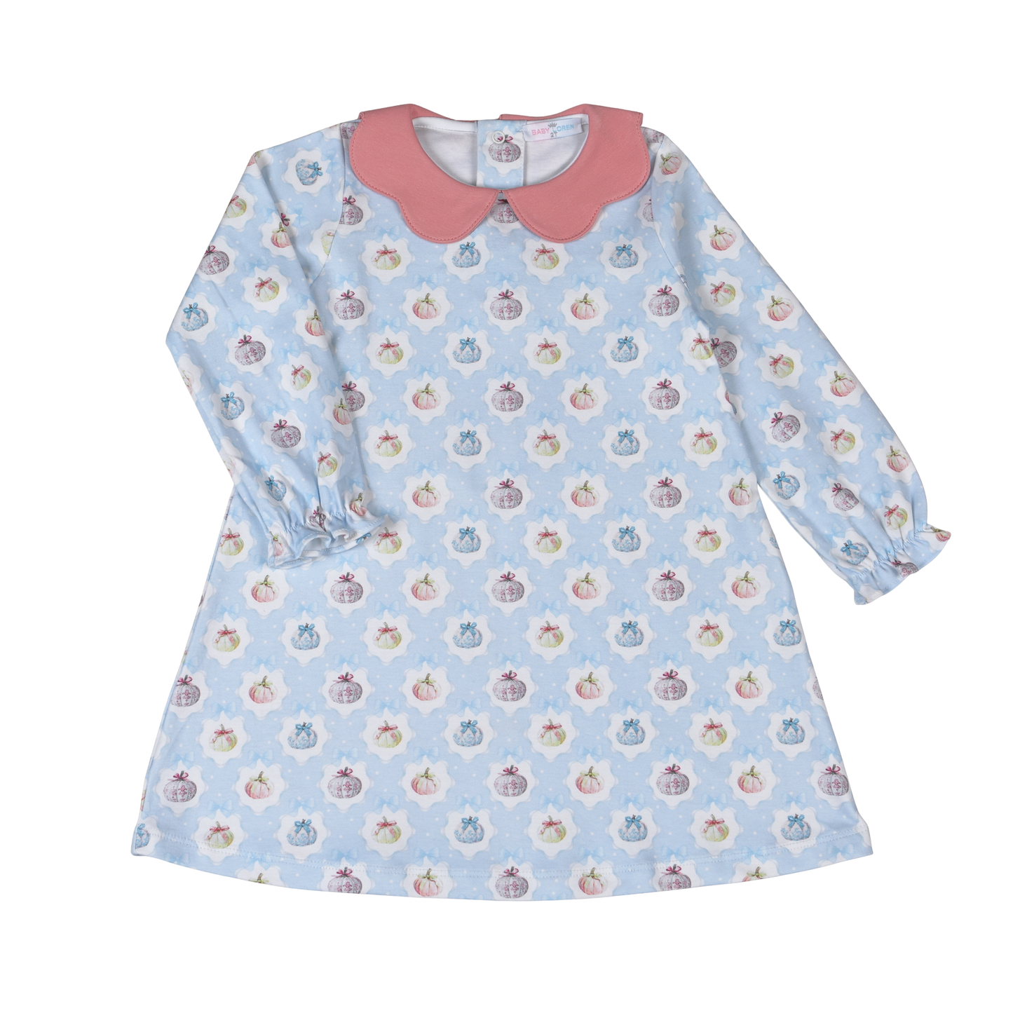 PCC-240 Pumpkin and Coquettes  Pima scalop collar Dress