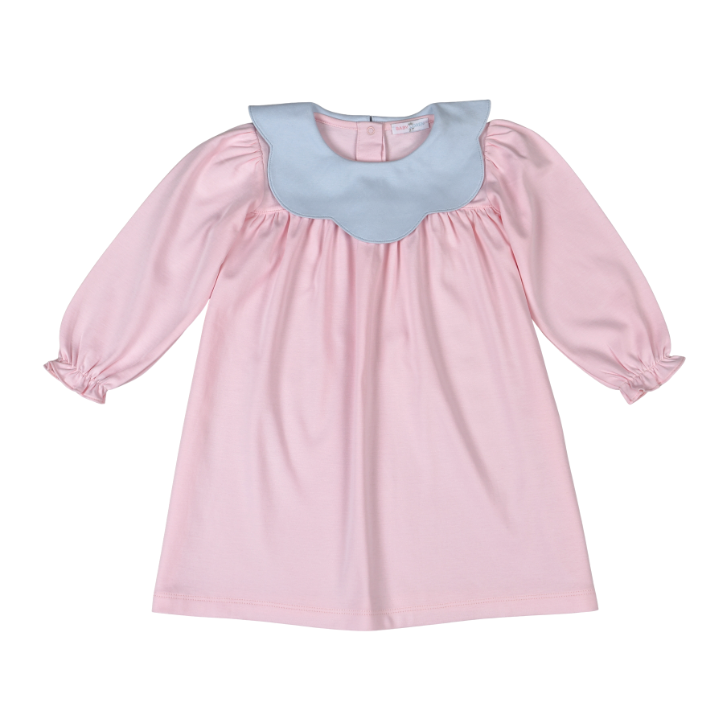 EMM-240 Emma Pink Pima scalop collar Dress