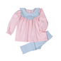 EMM-220 Emma Pink Pima scalop collar top set