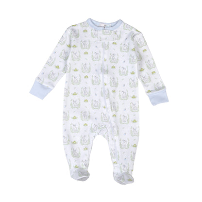 BLUE BUNNIES PIMA ZIPPER FOOTIE