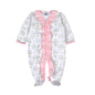 PKU-214 PINK BUNNIES PIMA RUFFLED FOOTIE