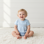 BBB-130 Blue   Pima Hand Smocked Bubble