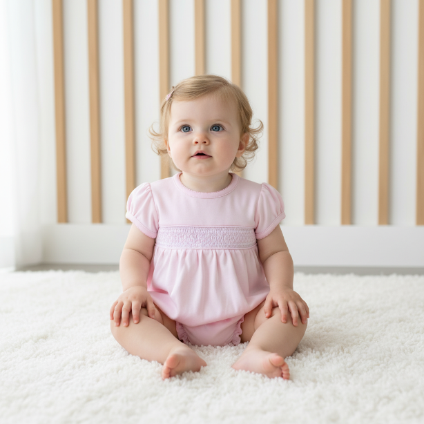 PPP-130 Pink   Pima Hand Smocked Bubble