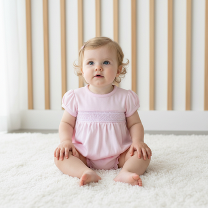 PPP-130 Pink   Pima Hand Smocked Bubble