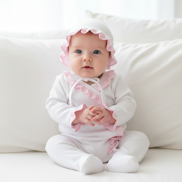 LIL-014 Lily Kimono Footie Pink Ruffles.