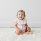 BIB-330 Pink Bib Pima Bubble White Piping