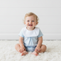 BIB-130 Blue Bib Pima Bubble White Piping