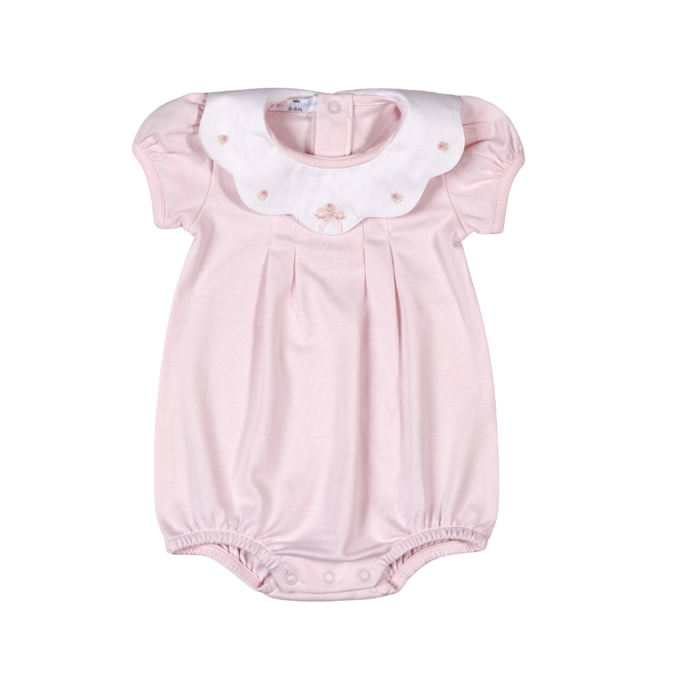PDS-931 Sally Pink Dots Hand Smk Pima Bishop Long Sleeves Bubble