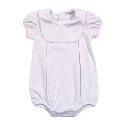 BIB-230 White Bib Pima Bubble Pink Piping