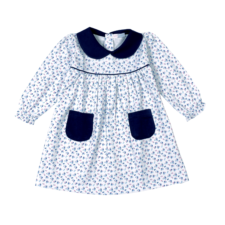 CAL-240 Callie Floral Pima scalop collar Dress
