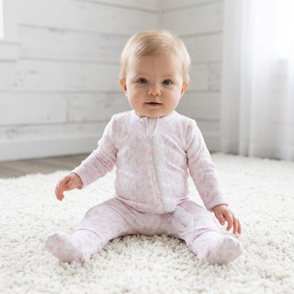 BSF-114 Pink Baby Safari Pima Zipper Footie