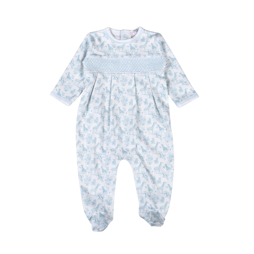 BSF-414 Blue Baby Safari Hand Smock  Footie