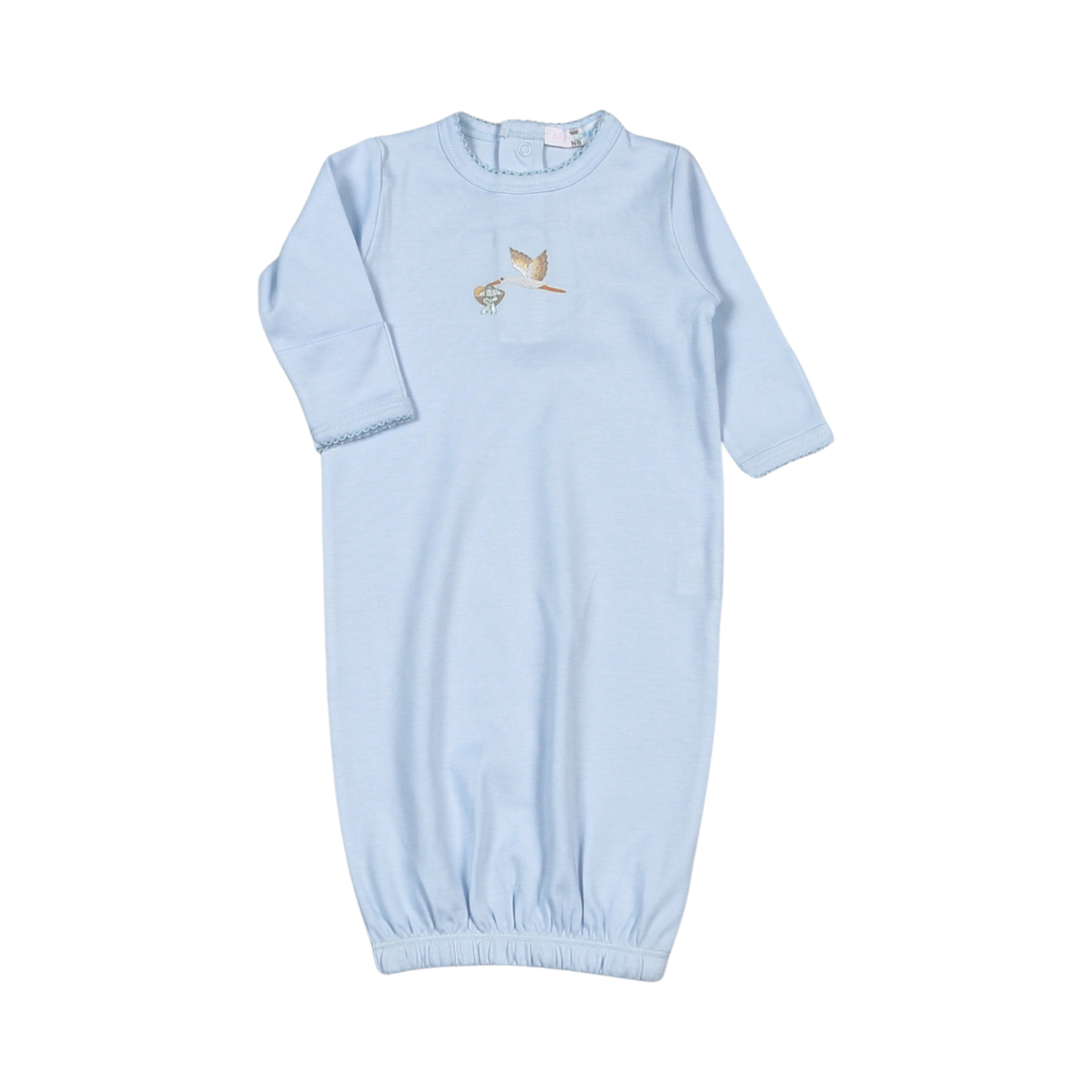 WEL-719 Blue Stork Baby Hand Embroidered Gown