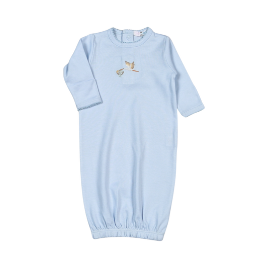 WEL-719 Blue Stork Baby Hand Embroidered Gown