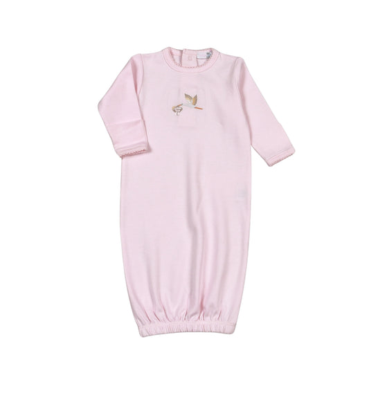 Pink Stork Hand Embroidered Gown