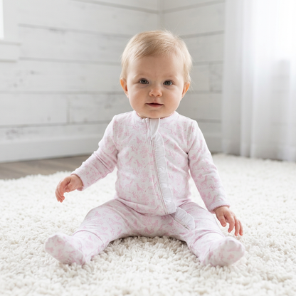 BSF-114 Pink Baby Safari Pima Zipper Footie